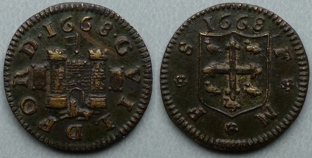 Guildford, town issue 1668 farthing N4594